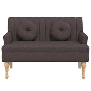 Lavice s polštáři tmavě hnědá 113 x 64,5 x 75,5 cm textil - obrázek 3