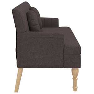 Lavice s polštáři tmavě hnědá 113 x 64,5 x 75,5 cm textil - obrázek 4