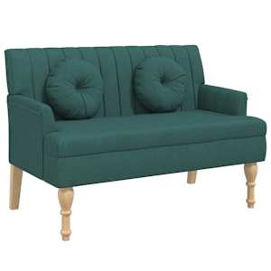 Lavice s polštáři tmavě zelená 113 x 64,5 x 75,5 cm textil - obrázek 2