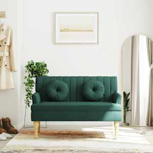 Lavice s polštáři tmavě zelená 113 x 64,5 x 75,5 cm textil - obrázek 3