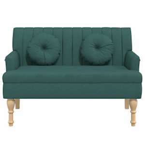 Lavice s polštáři tmavě zelená 113 x 64,5 x 75,5 cm textil - obrázek 4