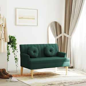 Klop z blazinami temno zelena 113x64,5x75,5 cm blago