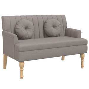 Lavice s polštáři taupe 113 x 64,5 x 75,5 cm textil - obrázek 2
