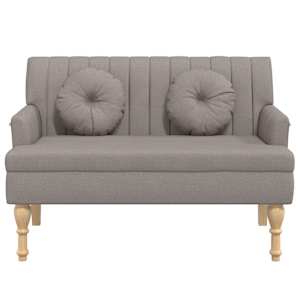 Lavice s polštáři taupe 113 x 64,5 x 75,5 cm textil - obrázek 3