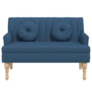 Lavice s polštáři modrá 113 x 64,5 x 75,5 cm textil - obrázek 3