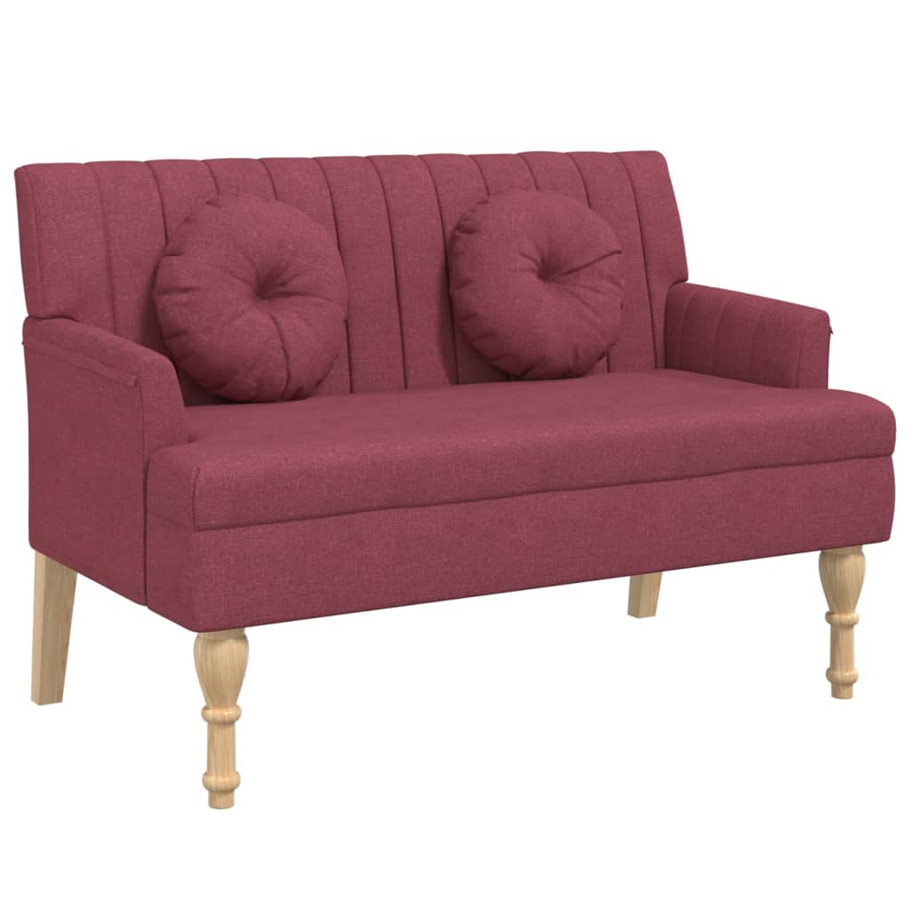 vidaXL Lavice s polštáři vínová 113 x 64,5 x 75,5 cm textil