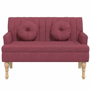 Lavice s polštáři vínová 113 x 64,5 x 75,5 cm textil - obrázek 3