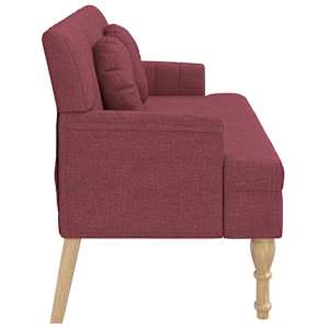 Lavice s polštáři vínová 113 x 64,5 x 75,5 cm textil - obrázek 4