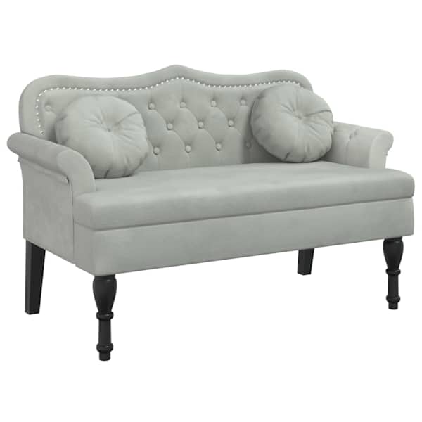 vidaXL pink patjadega, helehall, 120,5 x 65 x 75 cm, samet