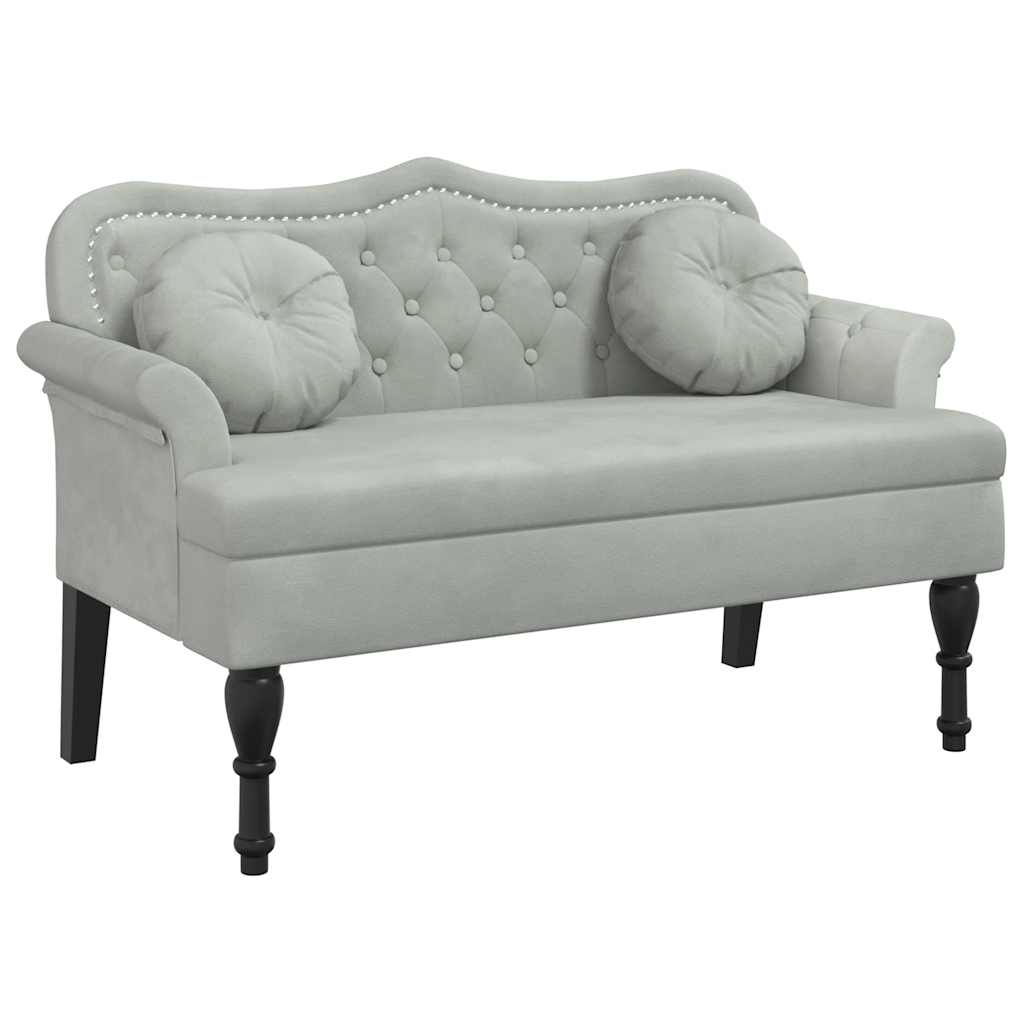 vidaXL Lavice s polštáři světle šedá 120,5 x 65 x 75 cm sametová