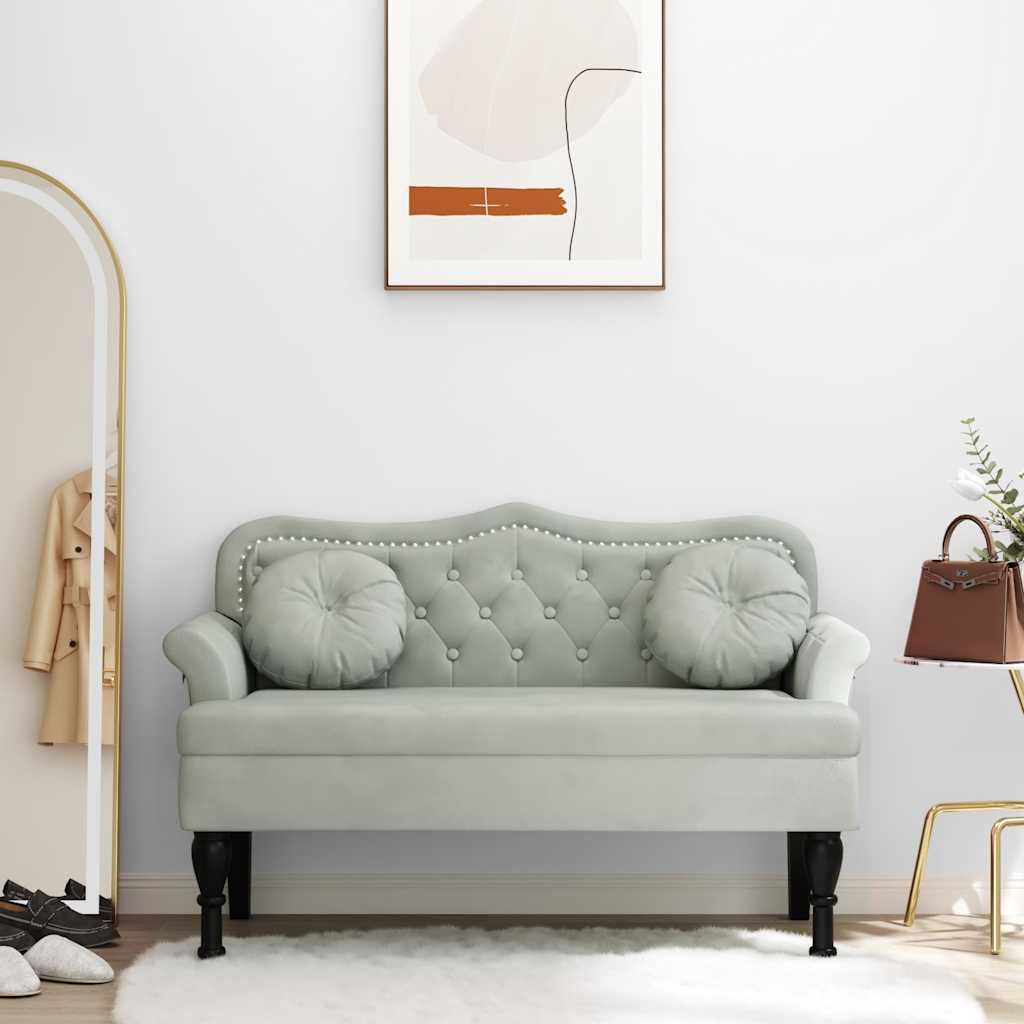 vidaXL Bancă cu perne gri deschis 120,5x65x75 cm catifea