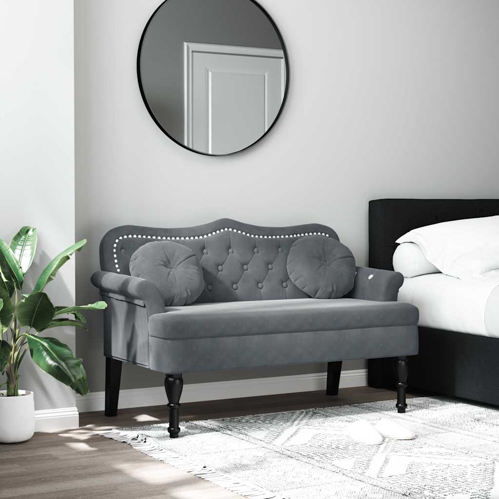 vidaXL Sitzbank mit Kissen Dunkelgrau 120,5x65x75 cm Samt