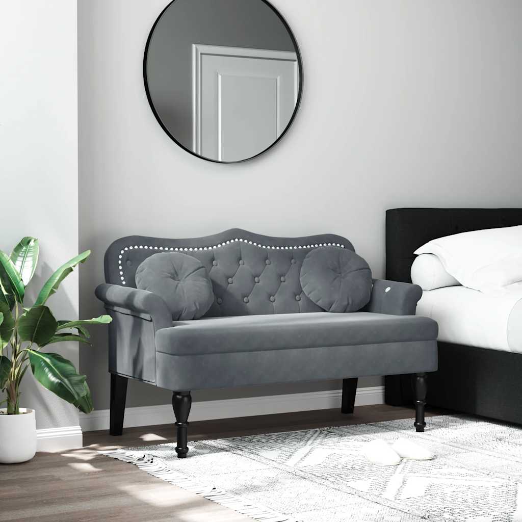vidaXL Bancă cu perne gri închis 120,5x65x75 cm catifea