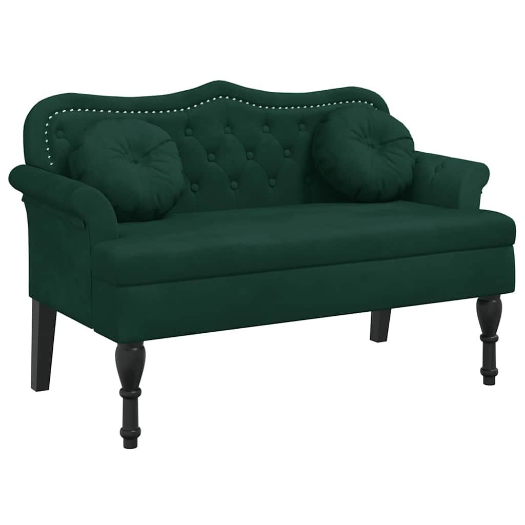 vidaXL Lavice s polštáři tmavě zelená 120,5 x 65 x 75 cm sametová