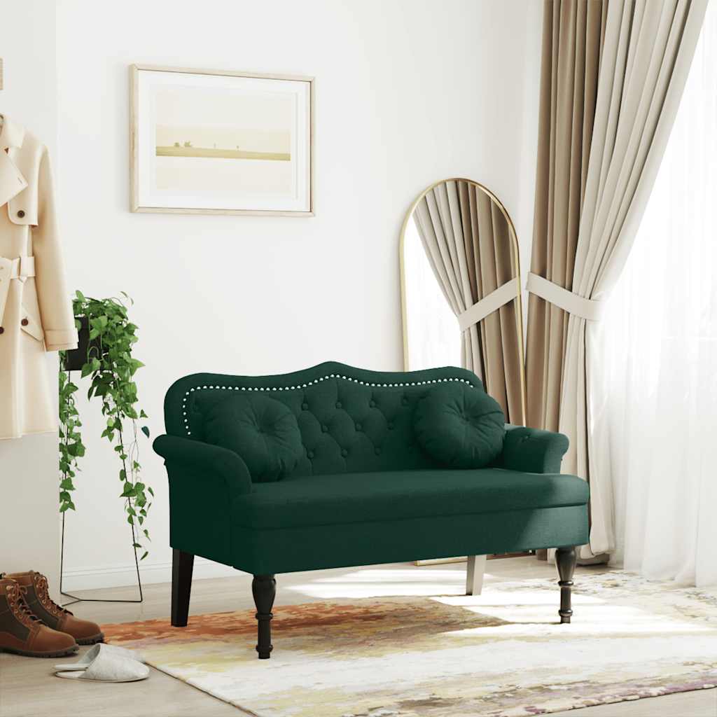 vidaXL Bancă cu perne, verde închis, 120,5x65x75 cm, catifea