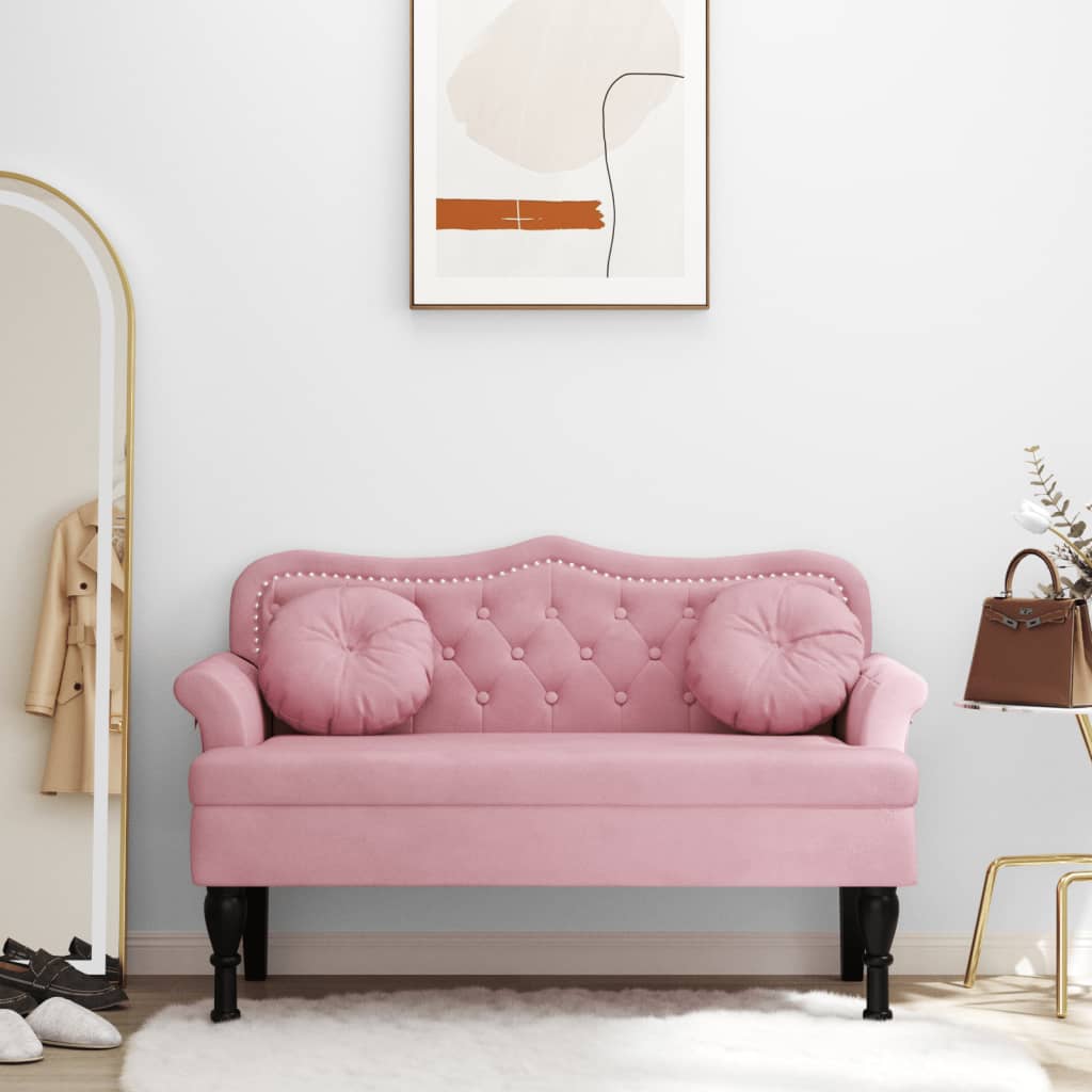 vidaXL Banchetă cu perne roz, 120,5x65x75 cm, catifea