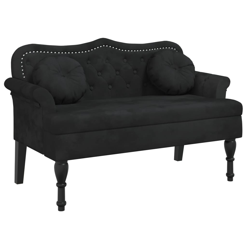 Image of vidaXL Bench with Cushions Black 120.5x65x75 cm Velvet