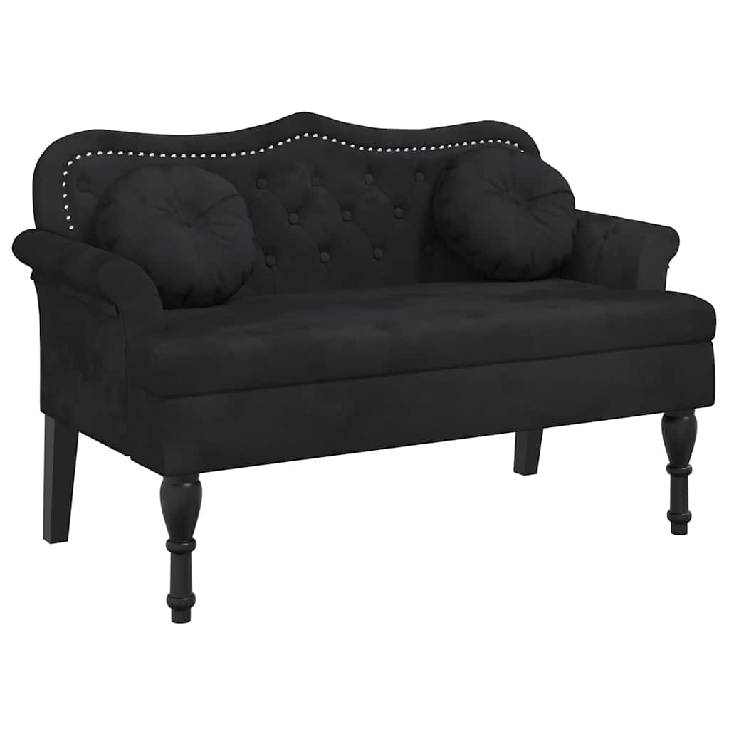 E-shop vidaXL Lavica s vankúšmi čierna 120,5x65x75 cm zamatová