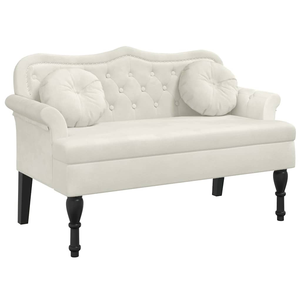 vidaXL Lavice s polštáři krémová 120,5 x 65 x 75 cm samet