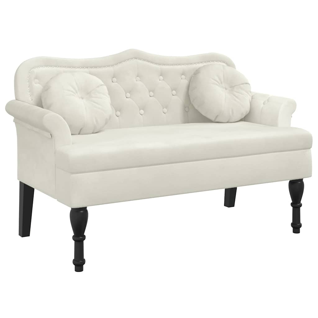 vidaXL Lavice s polštáři krémová 120,5 x 65 x 75 cm samet