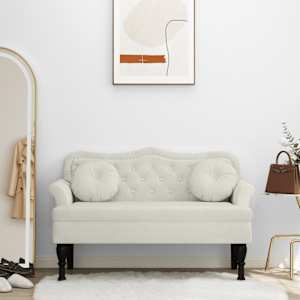 Klop z blazinami krem 120,5x65x75 cm žamet