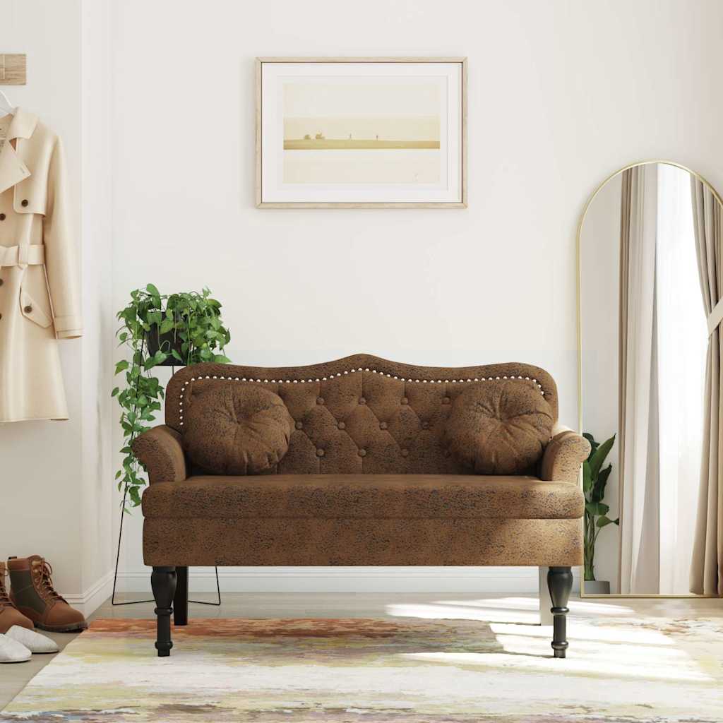 vidaXL Bancă cu perne maro 120,5x65x75 cm piele ecologică întoarsă