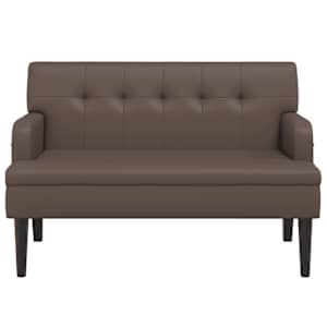 Lavice s opěradlem hnědá 112 x 65,5 x 75 cm umělá kůže - obrázek 3