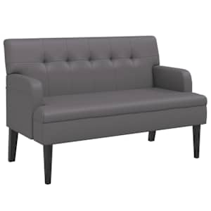 Lavice s opěradlem šedá 112 x 65,5 x 75 cm umělá kůže - obrázek 2