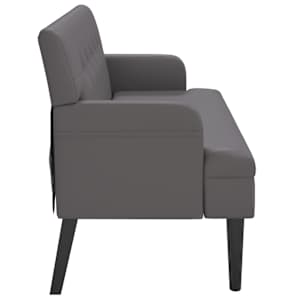 Lavice s opěradlem šedá 112 x 65,5 x 75 cm umělá kůže - obrázek 4