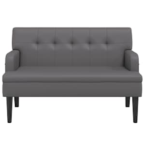 vidaXL Παγκάκι με Πλάτη Γκρι 112 x 65,5 x 75 εκ. από Συνθετικό Δέρμα