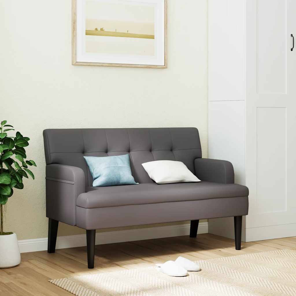 vidaXL Banchetă cu spătar, gri, 112x65,5x75 cm, piele ecologică