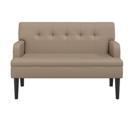 vidaXL Bankje met rugleuning 112x65,5x75 cm kunstleer cappuccinokleur