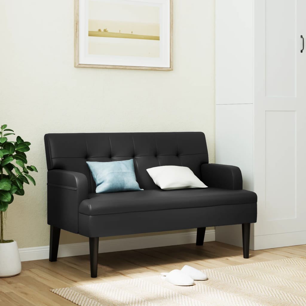 vidaXL Bench with Backrest Black 112×65.5×75 cm Faux Leather