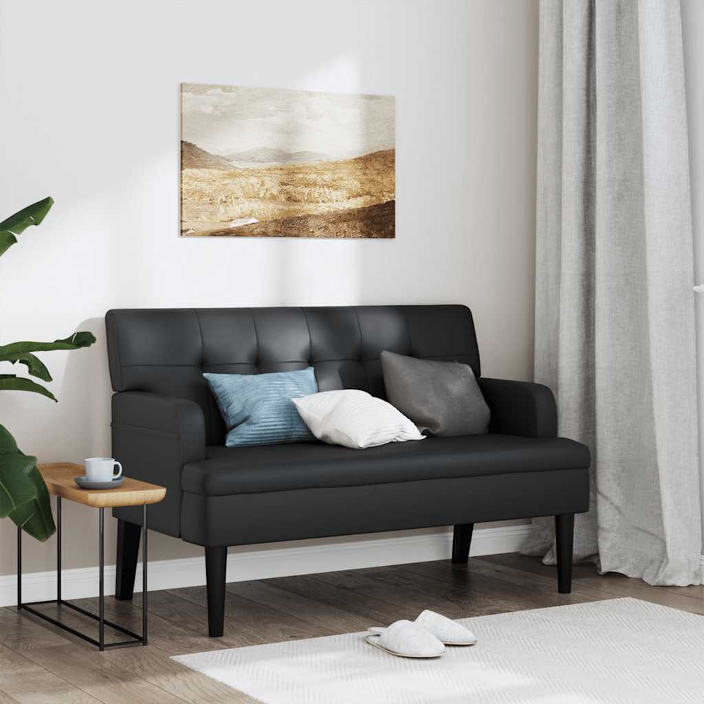 vidaXL Sitzbank mit Rückenlehne Schwarz 112x65,5x75 cm Kunstleder