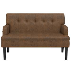 Lavice s opěradlem hnědá 112 x 65,5 x 75 cm umělá semišová kůže - obrázek 3