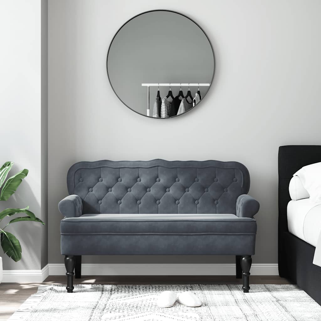 vidaXL Bankje met rugleuning 119,5x64,5x75 cm fluweel donkergrijs afbeelding