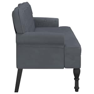 Lavice s opěradlem tmavě šedá 119,5 x 64,5 x 75 cm samet - obrázek 5