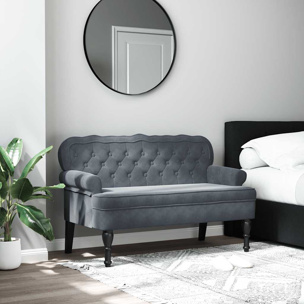 vidaXL Banchetă cu spătar, gri închis, 119,5x64,5x75 cm, catifea