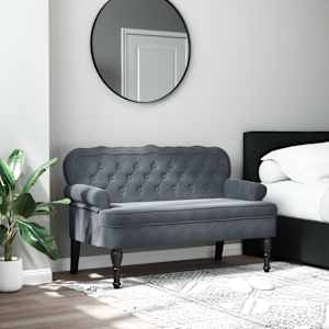 Klop z naslonjalom temno siva 119,5x64,5x75 cm žamet