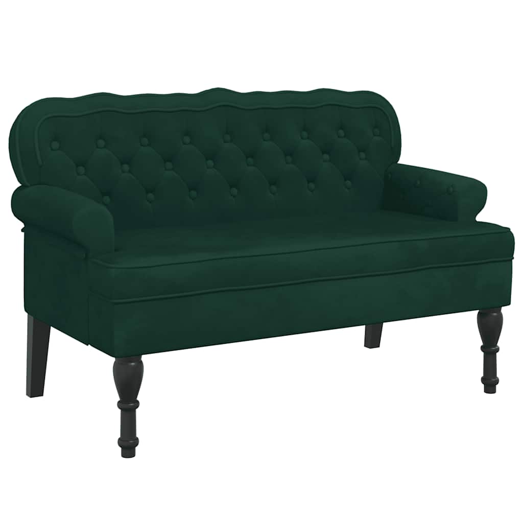vidaXL Lavice s opěradlem tmavě zelená 119,5 x 64,5 x 75 cm samet