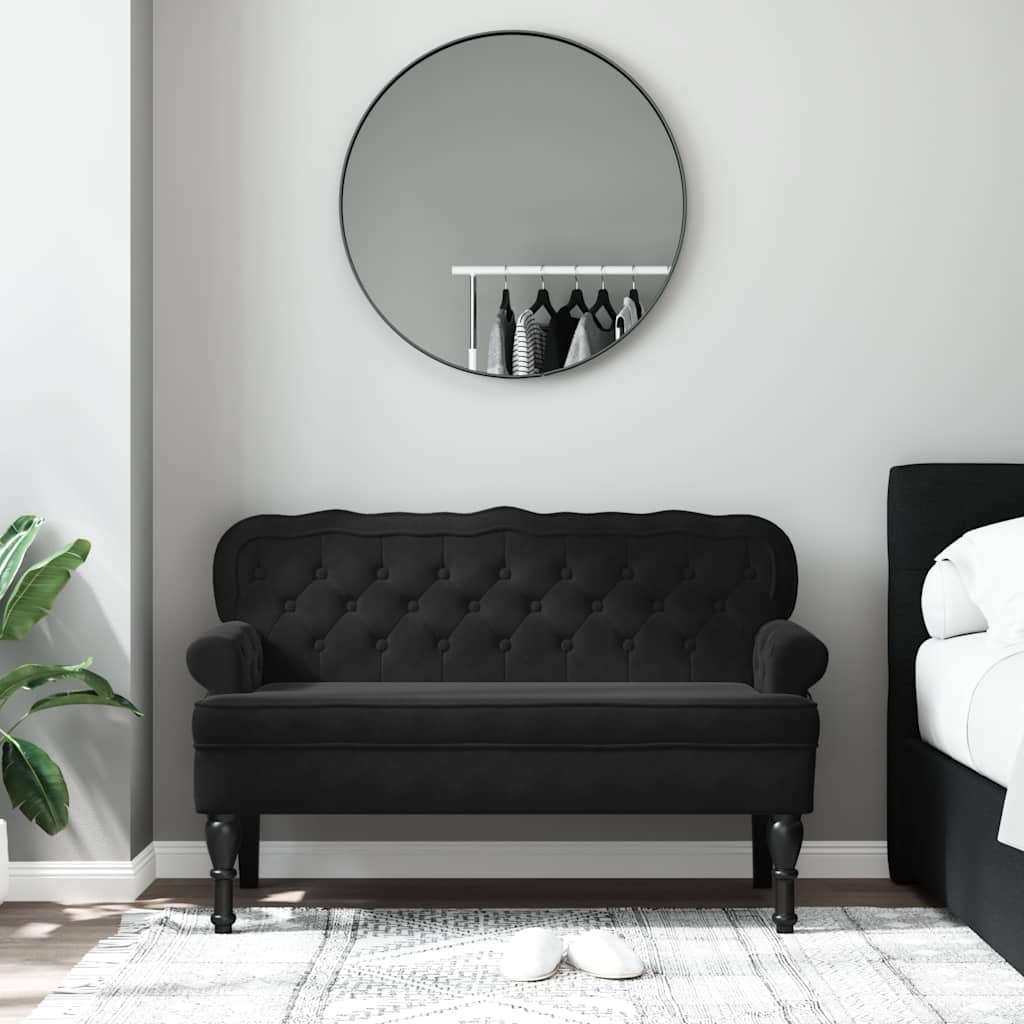vidaXL Bankje met rugleuning 119,5x64,5x75 cm fluweel zwart afbeelding