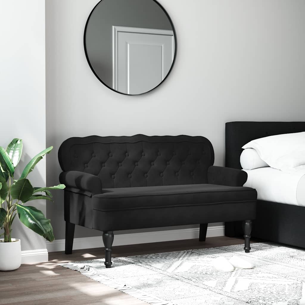 vidaXL Bancă cu spătar negru 119,5x64,5x75 cm catifea