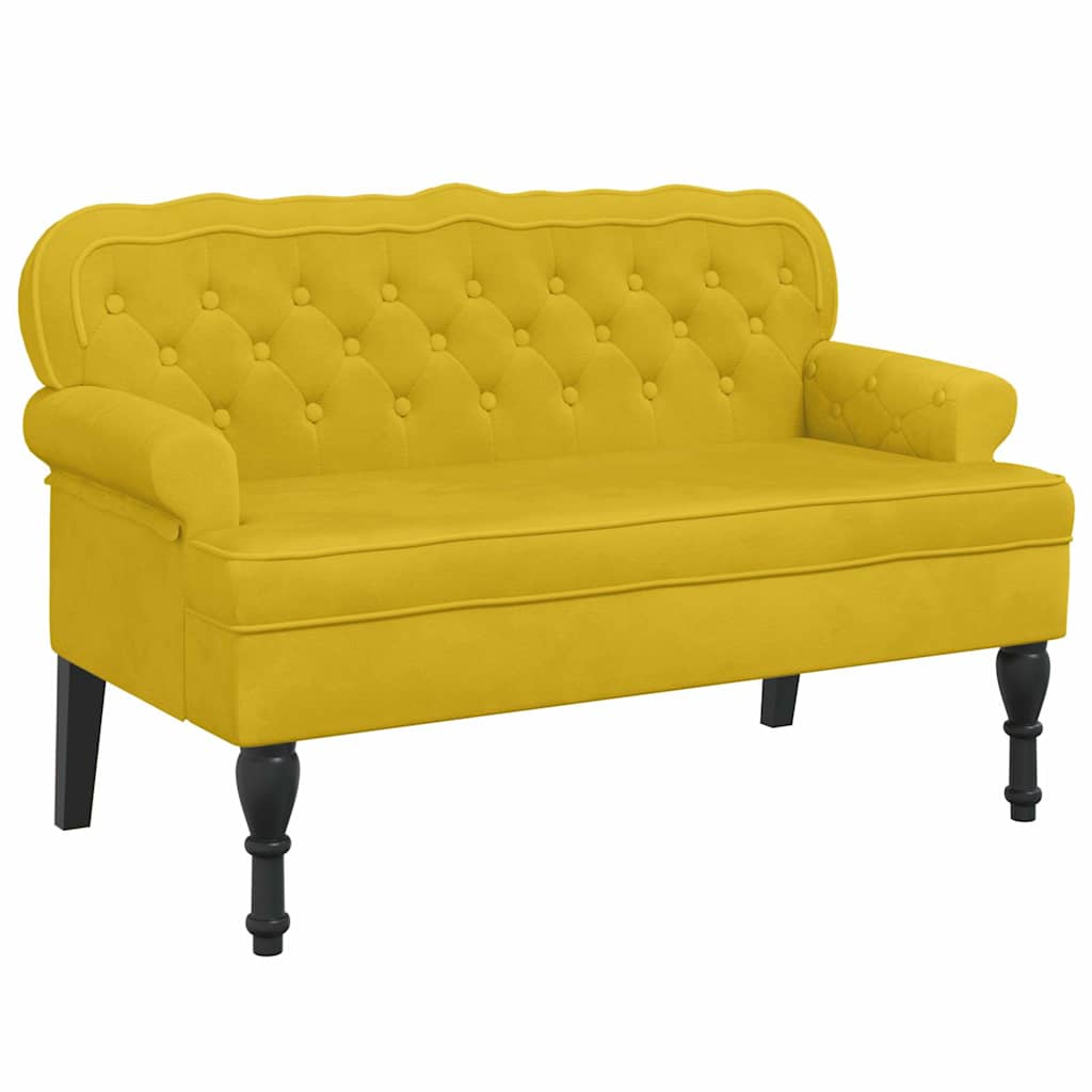 vidaXL Lavice s opěradlem žlutá 119,5 x 64,5 x 75 cm samet
