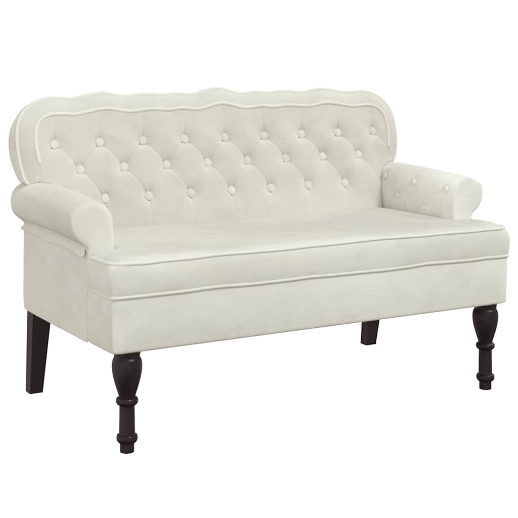 vidaXL Lavice s opěradlem krémová 119,5 x 64,5 x 75 cm samet