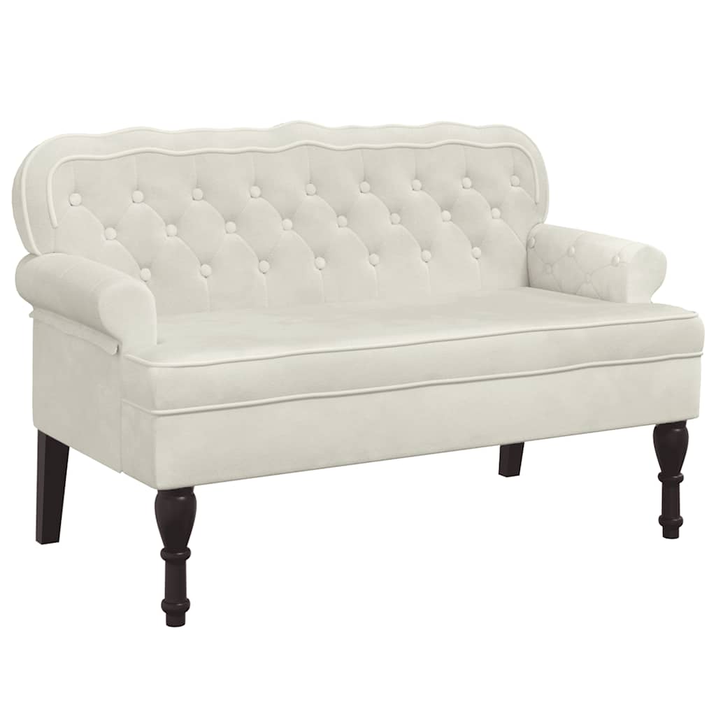 vidaXL Lavice s opěradlem krémová 119,5 x 64,5 x 75 cm samet