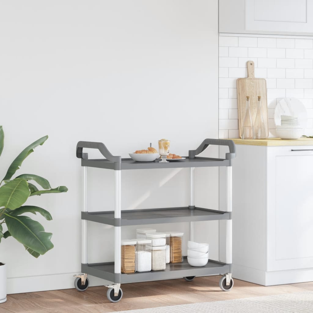 vidaXL Trolley 3-laags 99x50x96 cm aluminium grijs afbeelding