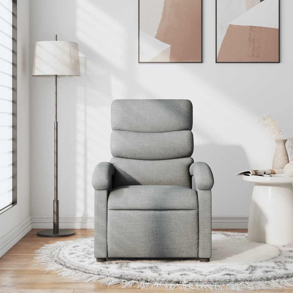 vidaXL Fotoliu de masaj rabatabil, gri deschis, textil