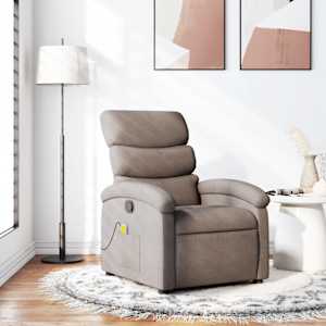 Masážní polohovací křeslo taupe textil - obrázek 1