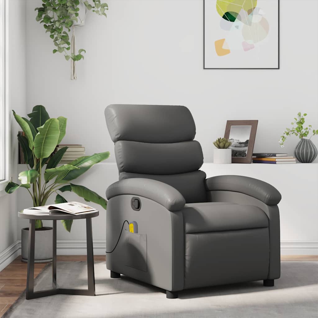 vidaXL Massagesessel Grau Kunstleder