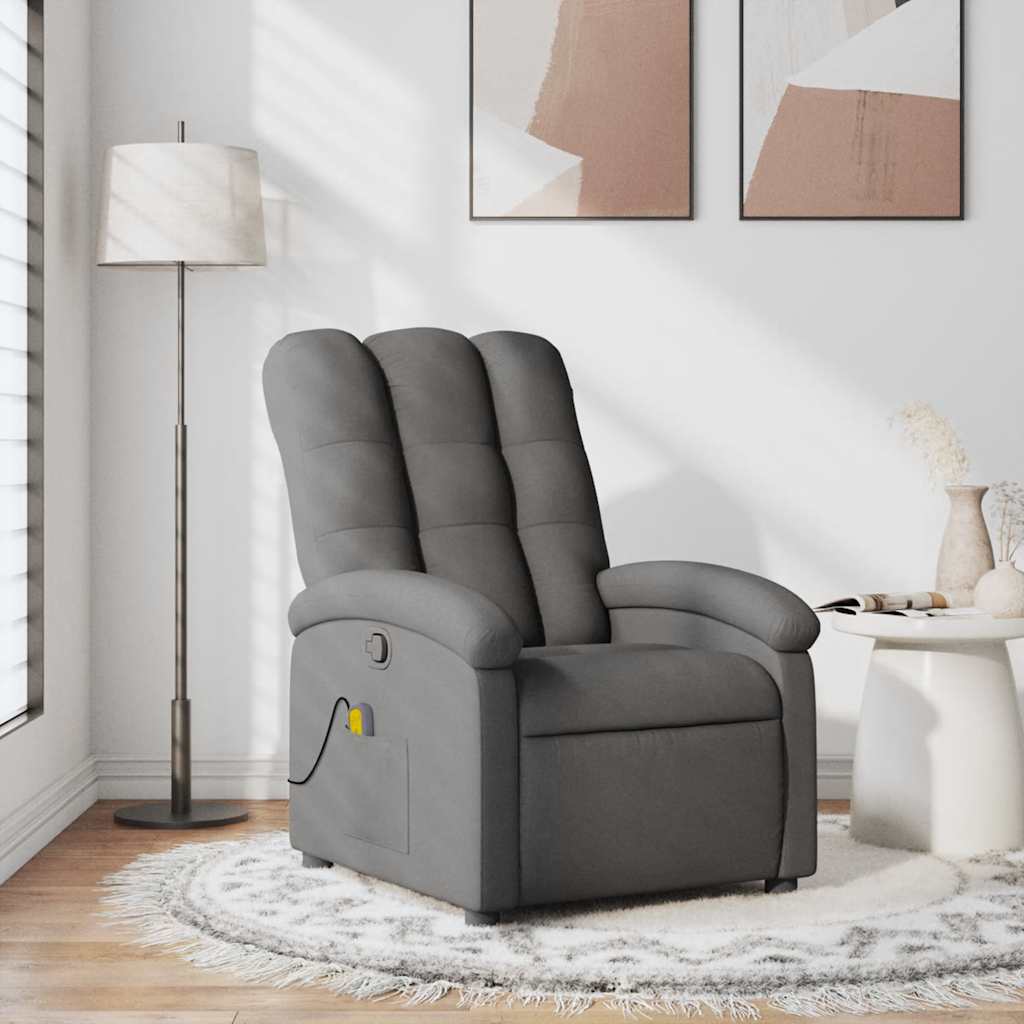 vidaXL Fotoliu de masaj rabatabil, gri închis, material textil